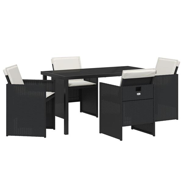 Grote foto vidaxl tuin eetset 5 pcs zwart poly rattan tuin en terras tuinmeubelen