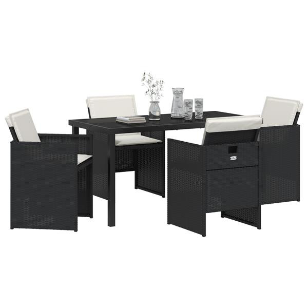Grote foto vidaxl tuin eetset 5 pcs zwart poly rattan tuin en terras tuinmeubelen