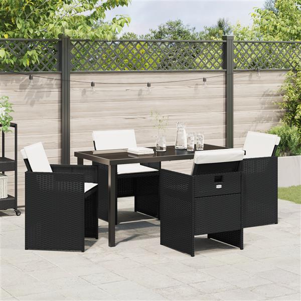 Grote foto vidaxl tuin eetset 5 pcs zwart poly rattan tuin en terras tuinmeubelen