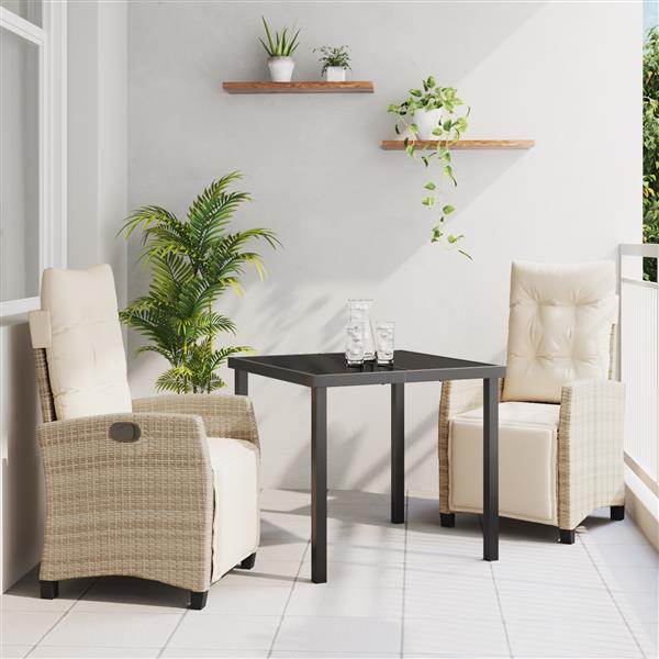 Grote foto vidaxl tuin eetset 3 pcs beige poly rattan tuin en terras tuinmeubelen