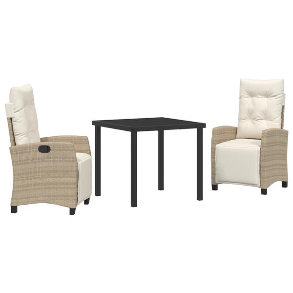 Grote foto vidaxl tuin eetset 3 pcs beige poly rattan tuin en terras tuinmeubelen