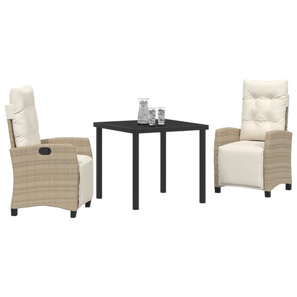 Grote foto vidaxl tuin eetset 3 pcs beige poly rattan tuin en terras tuinmeubelen