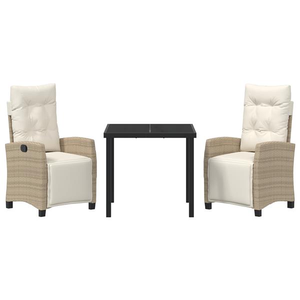 Grote foto vidaxl tuin eetset 3 pcs beige poly rattan tuin en terras tuinmeubelen