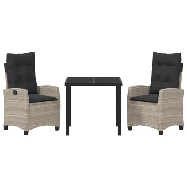 Grote foto vidaxl tuin eetset 3 pcs lichtgrijs poly rattan tuin en terras tuinmeubelen