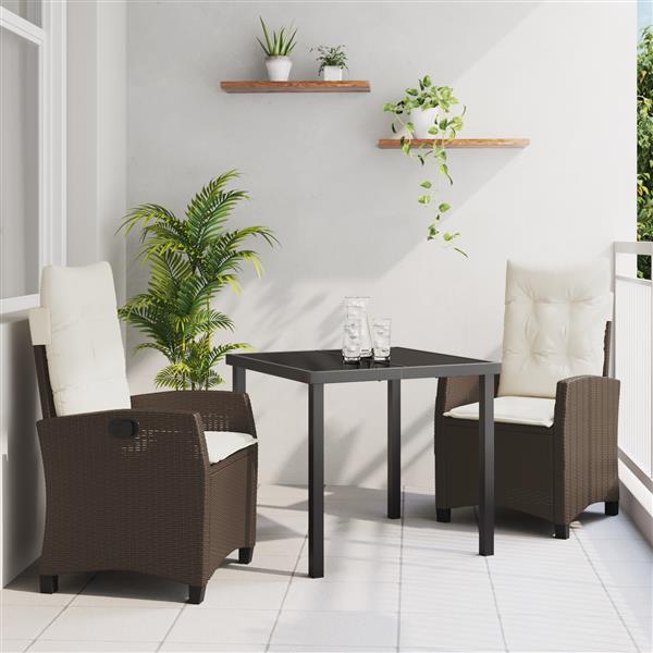 Grote foto vidaxl tuin eetset 3 pcs bruin poly rattan tuin en terras tuinmeubelen