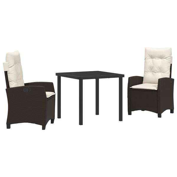 Grote foto vidaxl tuin eetset 3 pcs bruin poly rattan tuin en terras tuinmeubelen