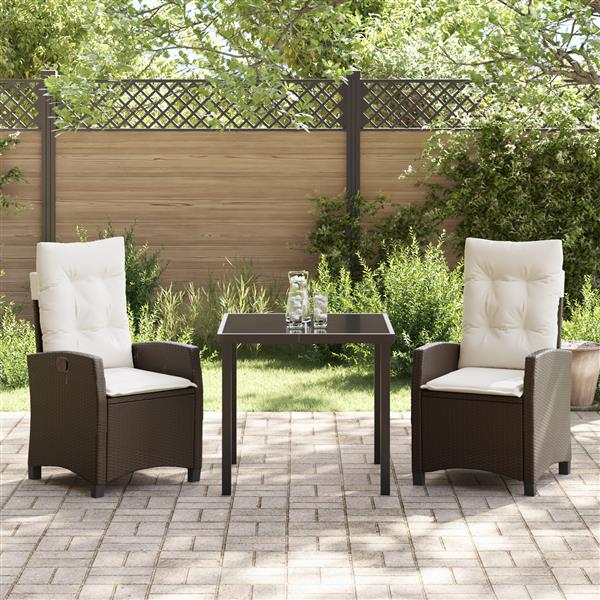 Grote foto vidaxl tuin eetset 3 pcs bruin poly rattan tuin en terras tuinmeubelen