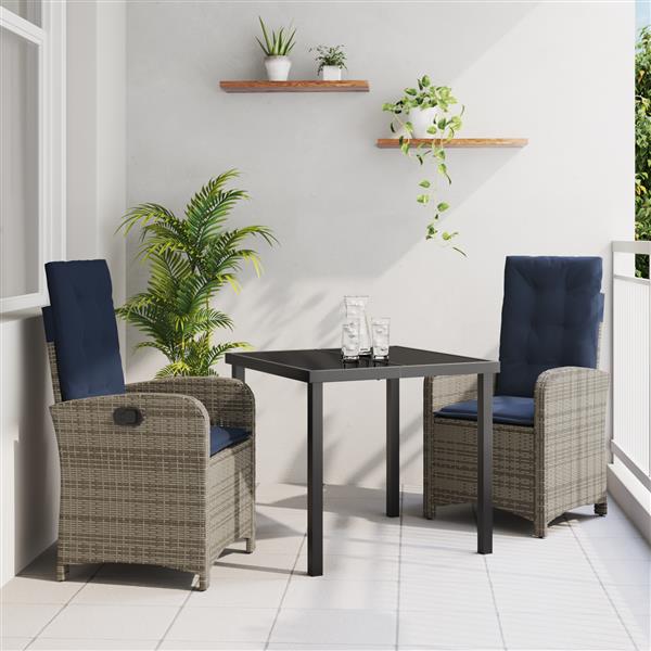 Grote foto vidaxl tuin eetset 3 pcs grijs poly rattan tuin en terras tuinmeubelen