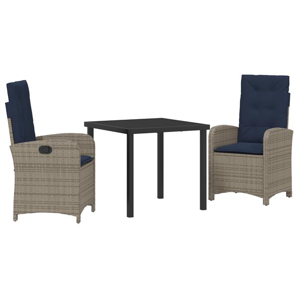 Grote foto vidaxl tuin eetset 3 pcs grijs poly rattan tuin en terras tuinmeubelen
