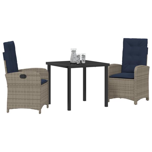 Grote foto vidaxl tuin eetset 3 pcs grijs poly rattan tuin en terras tuinmeubelen