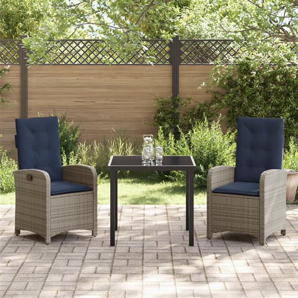 Grote foto vidaxl tuin eetset 3 pcs grijs poly rattan tuin en terras tuinmeubelen