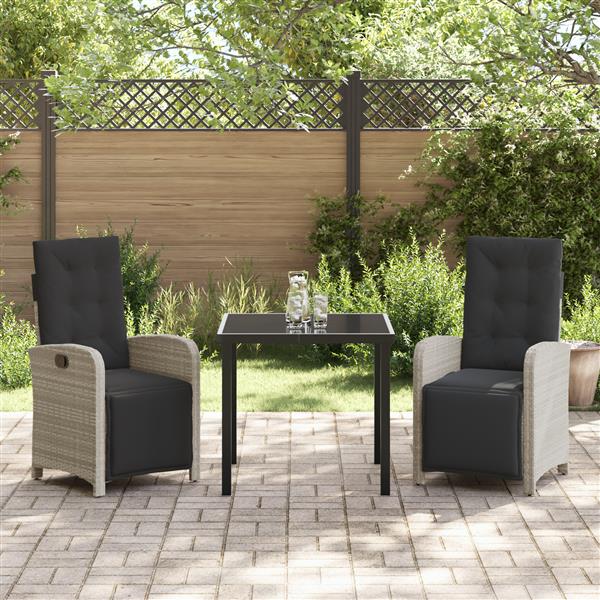 Grote foto vidaxl tuin eetset 3 pcs lichtgrijs poly rattan tuin en terras tuinmeubelen