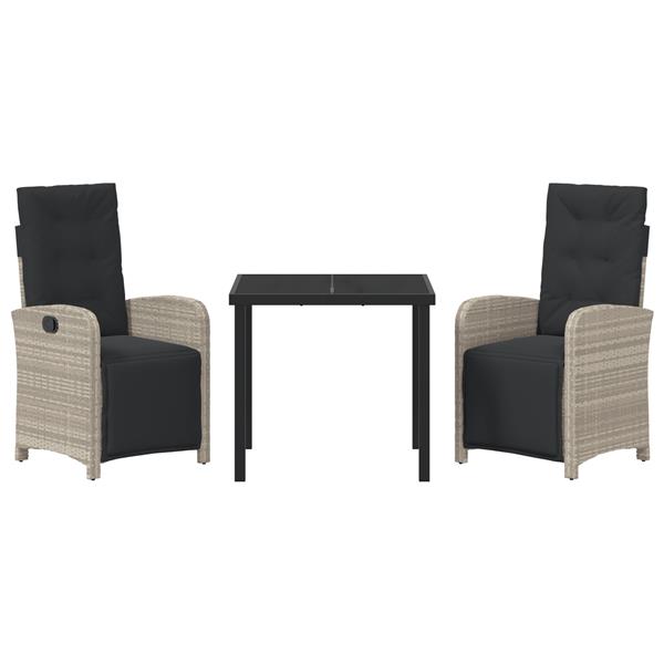 Grote foto vidaxl tuin eetset 3 pcs lichtgrijs poly rattan tuin en terras tuinmeubelen