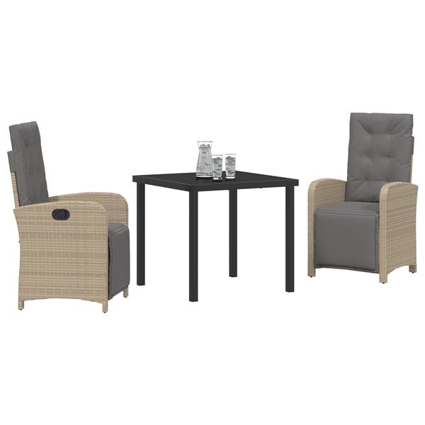 Grote foto vidaxl tuin eetset 3 pcs beige poly rattan tuin en terras tuinmeubelen