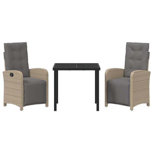 Grote foto vidaxl tuin eetset 3 pcs beige poly rattan tuin en terras tuinmeubelen