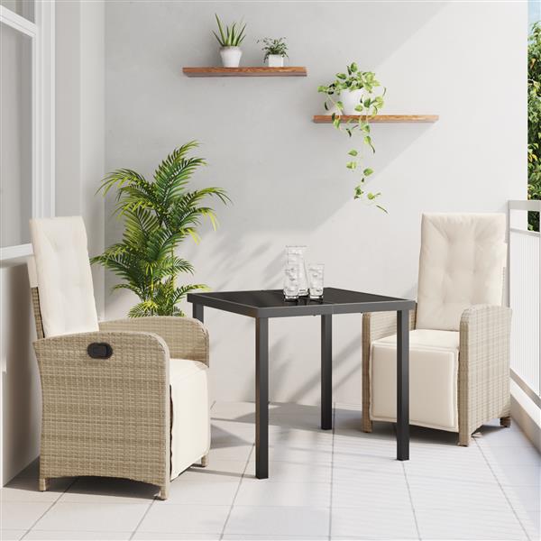 Grote foto vidaxl tuin eetset 3 pcs beige poly rattan tuin en terras tuinmeubelen