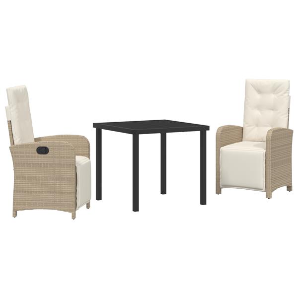 Grote foto vidaxl tuin eetset 3 pcs beige poly rattan tuin en terras tuinmeubelen