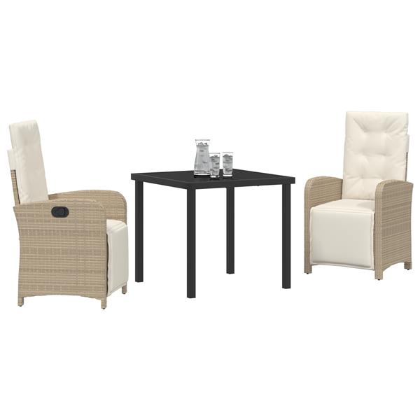 Grote foto vidaxl tuin eetset 3 pcs beige poly rattan tuin en terras tuinmeubelen