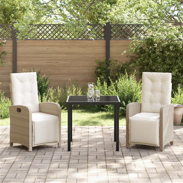 Grote foto vidaxl tuin eetset 3 pcs beige poly rattan tuin en terras tuinmeubelen
