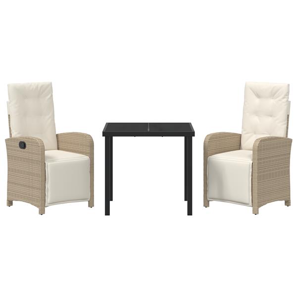 Grote foto vidaxl tuin eetset 3 pcs beige poly rattan tuin en terras tuinmeubelen