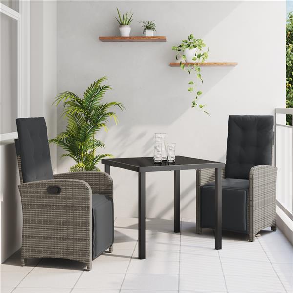 Grote foto vidaxl tuin eetset 3 pcs grijs poly rattan tuin en terras tuinmeubelen