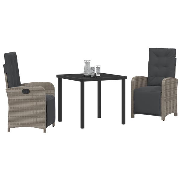 Grote foto vidaxl tuin eetset 3 pcs grijs poly rattan tuin en terras tuinmeubelen