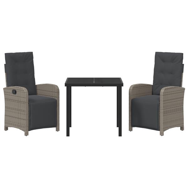 Grote foto vidaxl tuin eetset 3 pcs grijs poly rattan tuin en terras tuinmeubelen