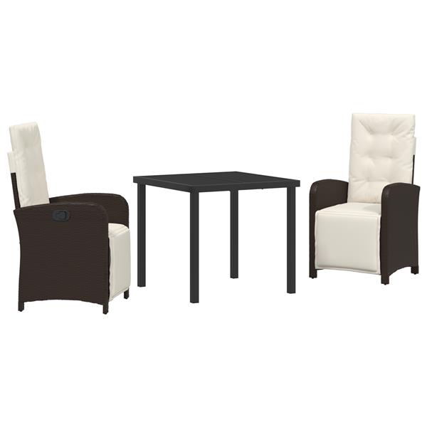 Grote foto vidaxl tuin eetset 3 pcs bruin poly rattan tuin en terras tuinmeubelen