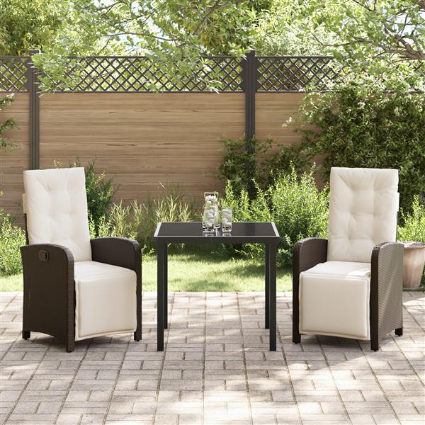 Grote foto vidaxl tuin eetset 3 pcs bruin poly rattan tuin en terras tuinmeubelen