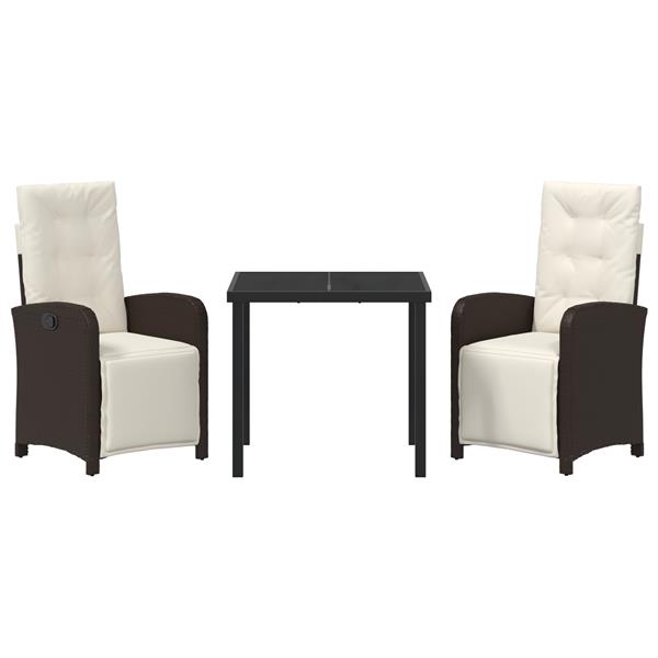 Grote foto vidaxl tuin eetset 3 pcs bruin poly rattan tuin en terras tuinmeubelen