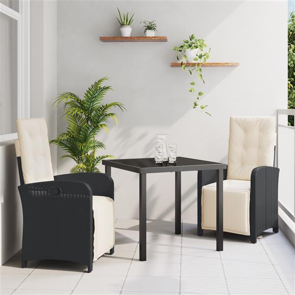 Grote foto vidaxl tuin eetset 3 pcs zwart poly rattan tuin en terras tuinmeubelen