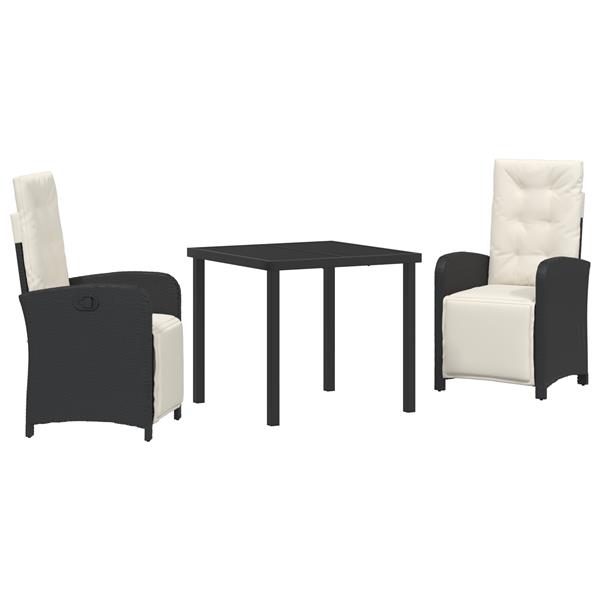 Grote foto vidaxl tuin eetset 3 pcs zwart poly rattan tuin en terras tuinmeubelen