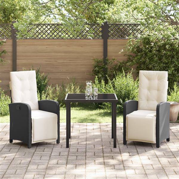 Grote foto vidaxl tuin eetset 3 pcs zwart poly rattan tuin en terras tuinmeubelen
