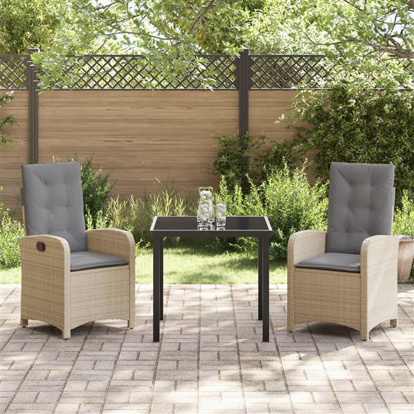 Grote foto vidaxl tuin eetset 3 pcs beige poly rattan tuin en terras tuinmeubelen