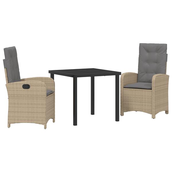 Grote foto vidaxl tuin eetset 3 pcs beige poly rattan tuin en terras tuinmeubelen