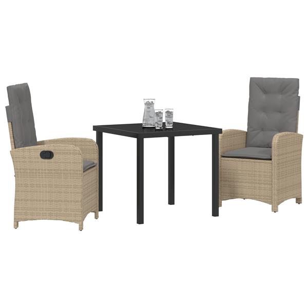 Grote foto vidaxl tuin eetset 3 pcs beige poly rattan tuin en terras tuinmeubelen