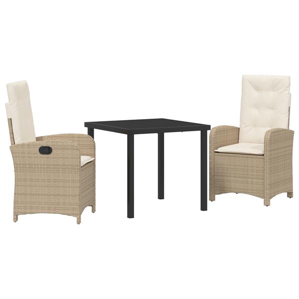 Grote foto vidaxl tuin eetset 3 pcs beige poly rattan tuin en terras tuinmeubelen