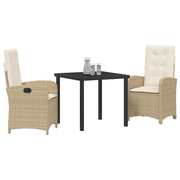 Grote foto vidaxl tuin eetset 3 pcs beige poly rattan tuin en terras tuinmeubelen