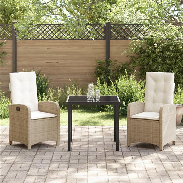 Grote foto vidaxl tuin eetset 3 pcs beige poly rattan tuin en terras tuinmeubelen