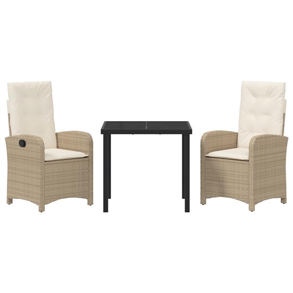 Grote foto vidaxl tuin eetset 3 pcs beige poly rattan tuin en terras tuinmeubelen