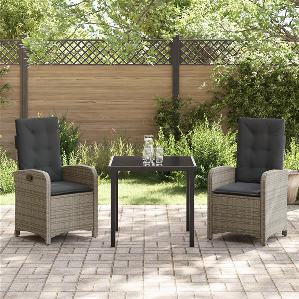 Grote foto vidaxl tuin eetset 3 pcs grijs poly rattan tuin en terras tuinmeubelen