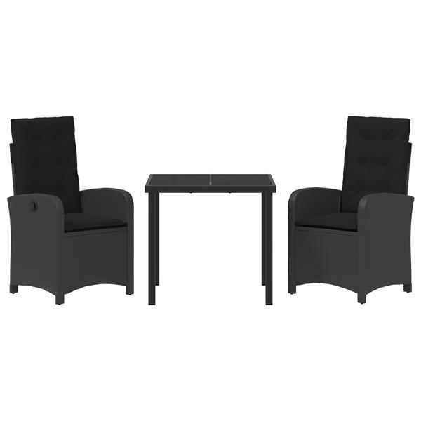 Grote foto vidaxl tuin eetset 3 pcs zwart poly rattan tuin en terras tuinmeubelen