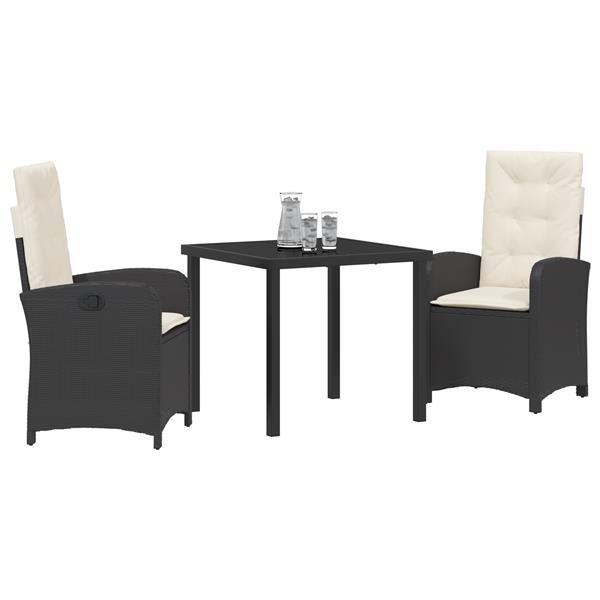 Grote foto vidaxl tuin eetset 3 pcs zwart poly rattan tuin en terras tuinmeubelen