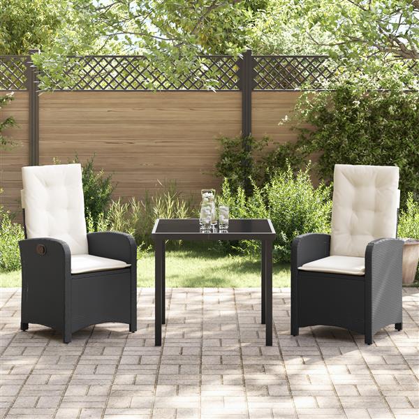 Grote foto vidaxl tuin eetset 3 pcs zwart poly rattan tuin en terras tuinmeubelen