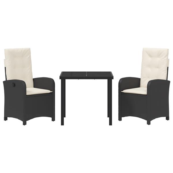 Grote foto vidaxl tuin eetset 3 pcs zwart poly rattan tuin en terras tuinmeubelen
