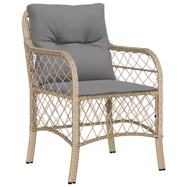 Grote foto vidaxl tuin eetset met kussen 3 pcs beige poly riet tuin en terras tuinmeubelen