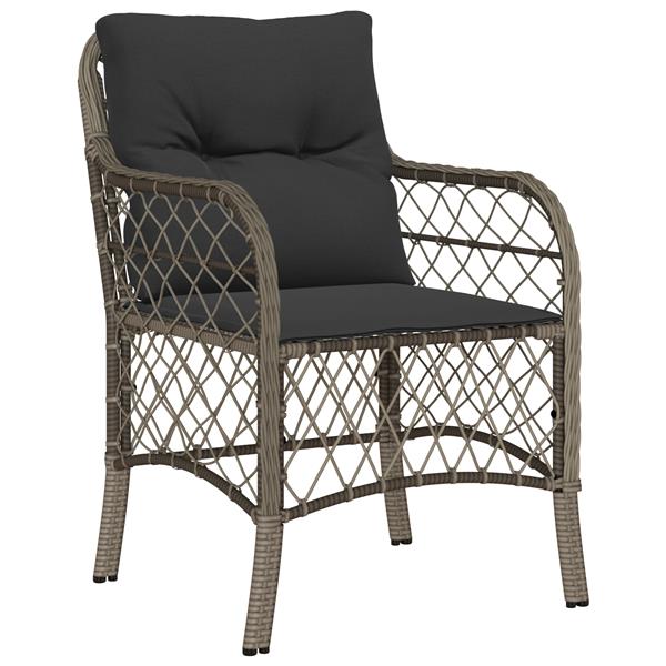 Grote foto vidaxl tuin eetset met kussen 5 pcs grijs poly riet tuin en terras tuinmeubelen
