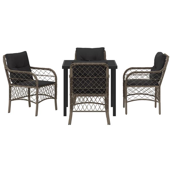 Grote foto vidaxl tuin eetset met kussen 5 pcs grijs poly riet tuin en terras tuinmeubelen