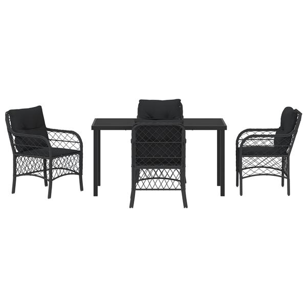 Grote foto vidaxl tuin eetset met kussen 5 pcs zwart poly riet tuin en terras tuinmeubelen