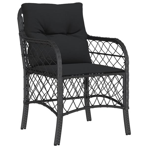 Grote foto vidaxl tuin eetset met kussen 5 pcs zwart poly riet tuin en terras tuinmeubelen